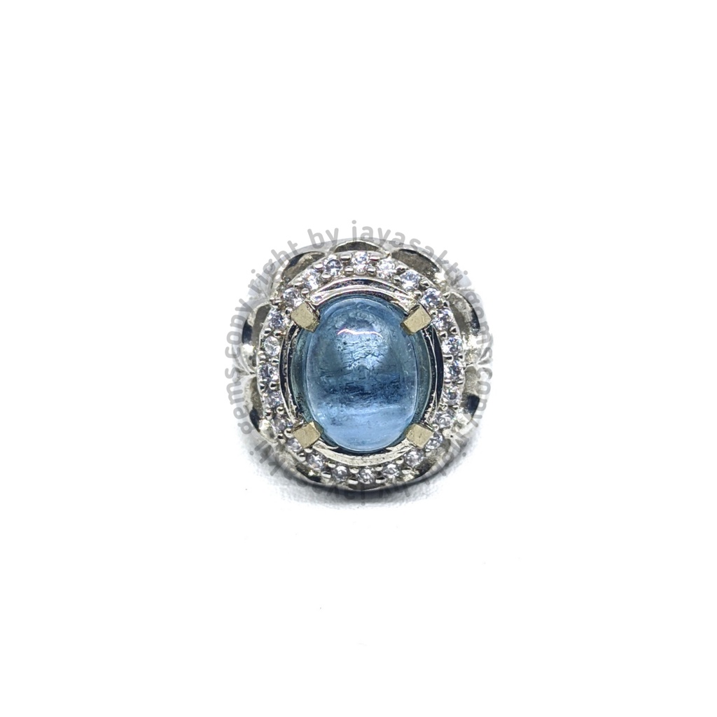 Natural Batu Permata Aquamarine Berly Ring Perak AMB02