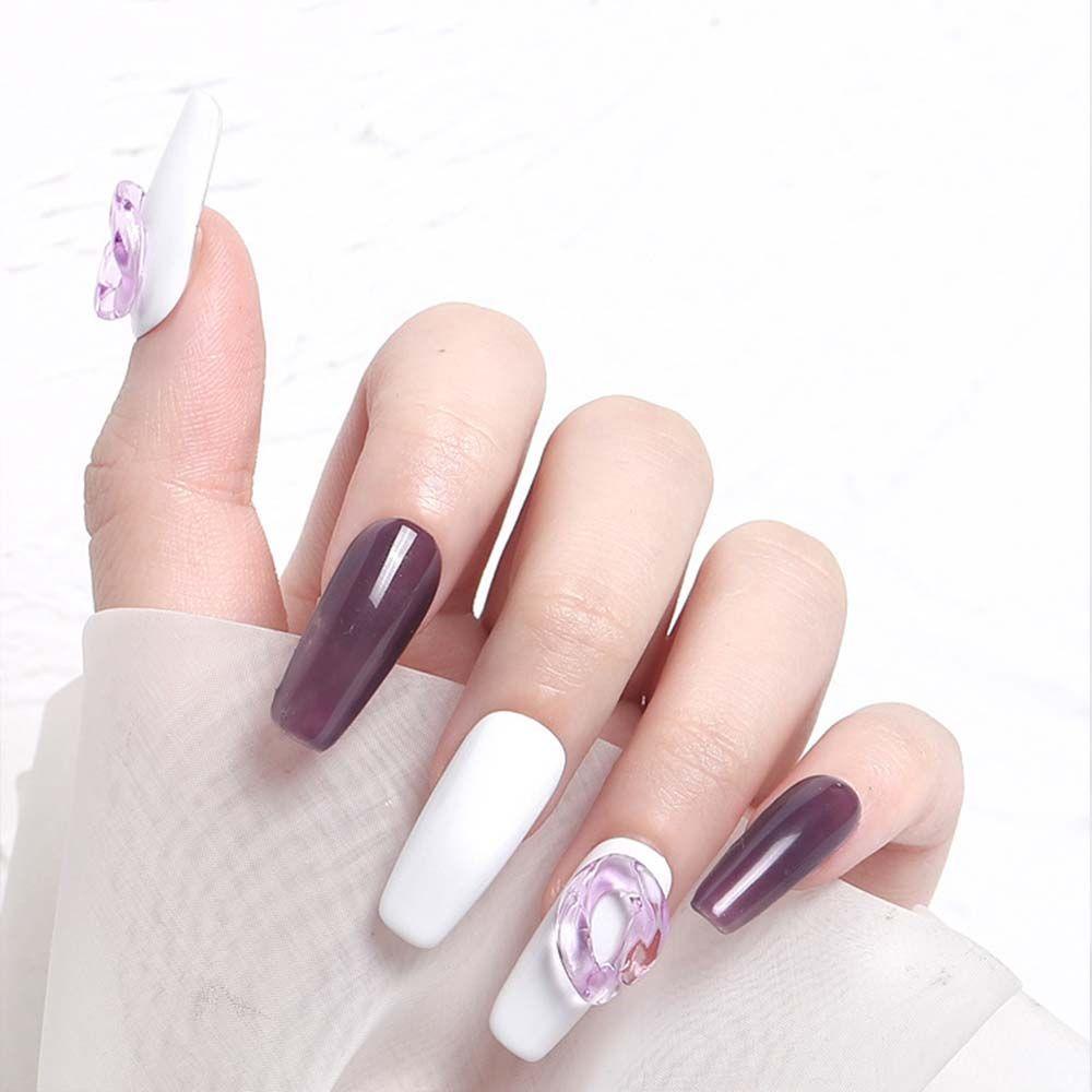 Mxbeauty Oval Gantungan Kunci Perhiasan Kuku DIY Vintage Jelly Warna Nail Art Dekorasi Resin Manicure 3D Nail Charms