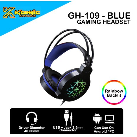 Headset Gaming Komic GH-109 - Mobile / PC Headset RGB Lighting