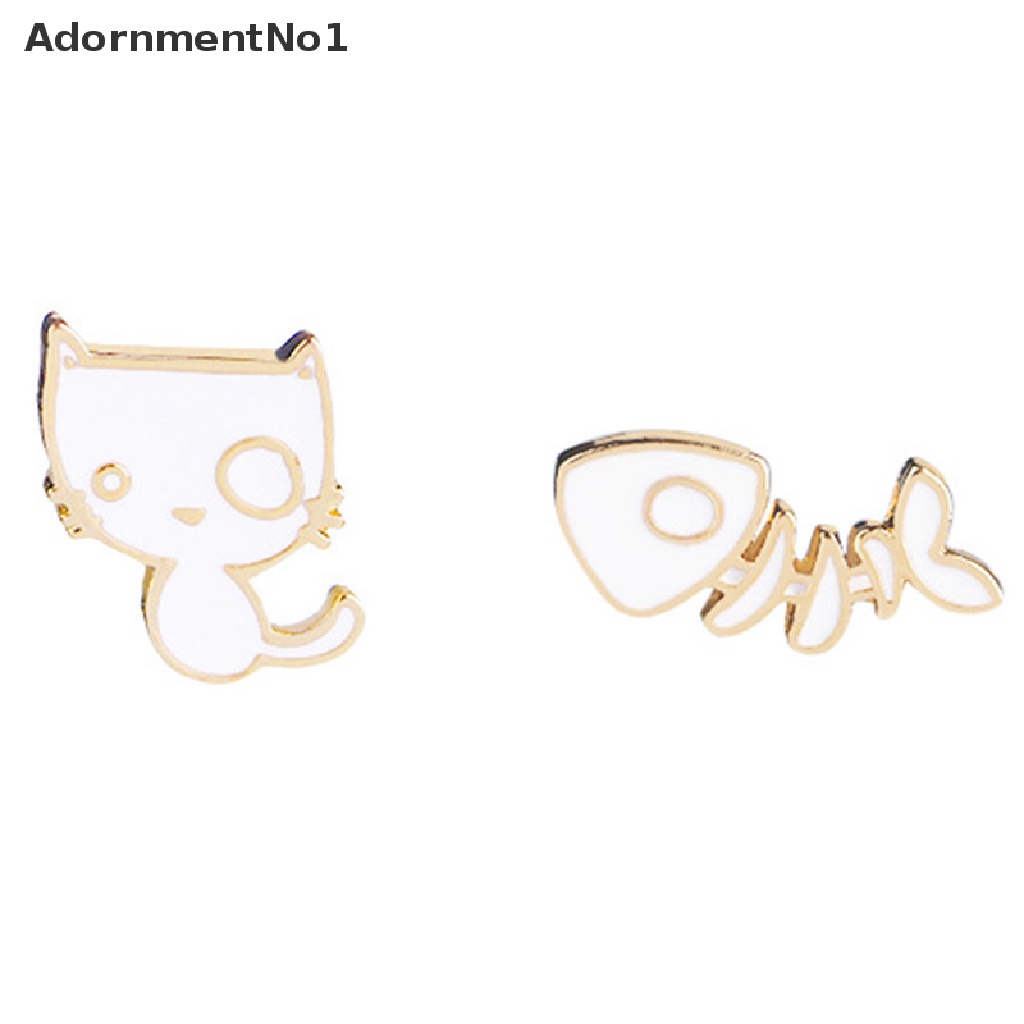 (AdornmentNo1) 2pcs / Set Bros Pin Bentuk Tulang Ikan / Kucing Untuk Aksesoris Jaket Denim / Hadiah