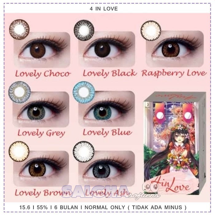 Softlens 4 in love - 14.2mm - Normal + Free tempat lensa