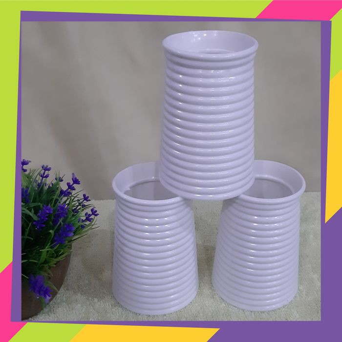 Langsung Order Pot bunga spiral melamin putih/ vas bunga melamin putih/sku 153 Berkualitas