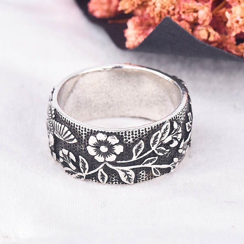 Vintage Silver Black Personalized &amp; Creative Ring