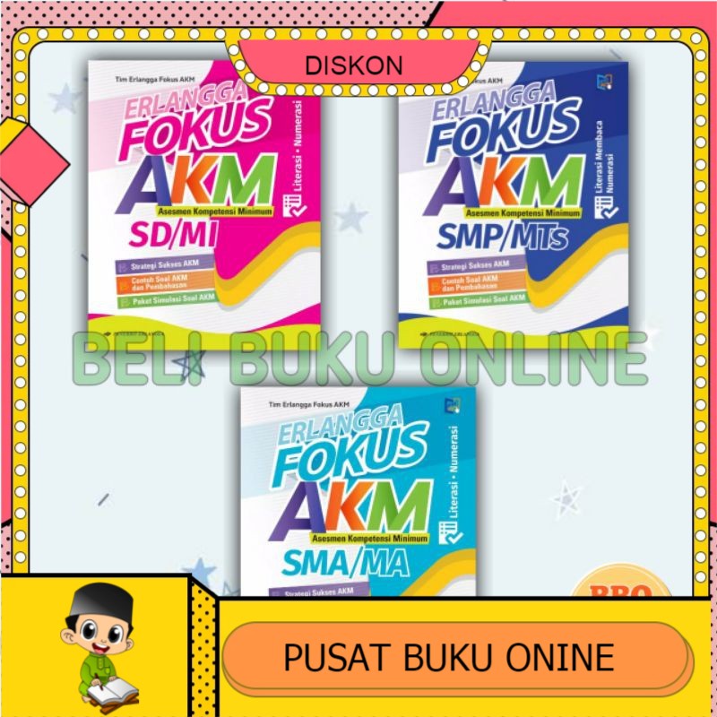 BUKU ERLANGGA FOKUS AKM SD/MI SMP/MTS SMA/MA LITERASI - NUMERASI 2021 TERBARU PENERBIT ERLANGGA