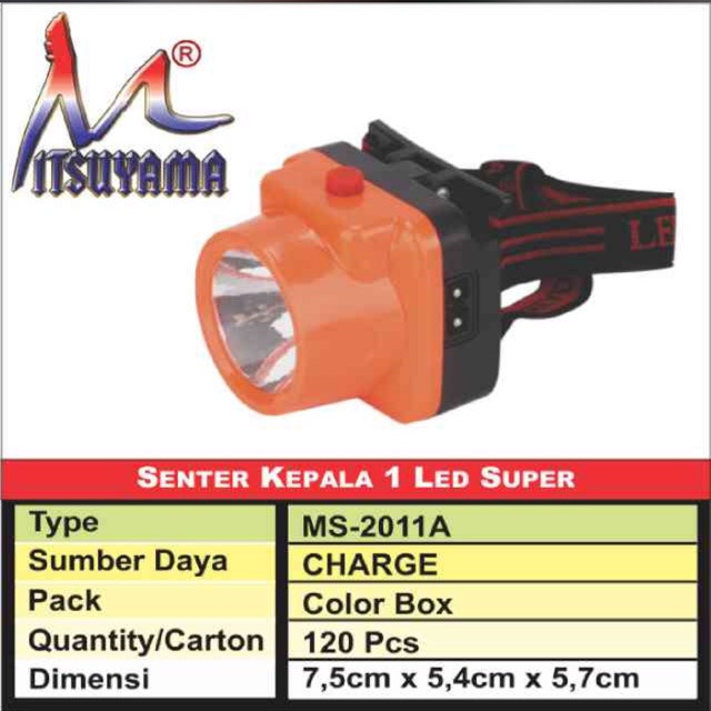 Senter Kepala Cas LED 1 watt MS-2011A Mitsuyama