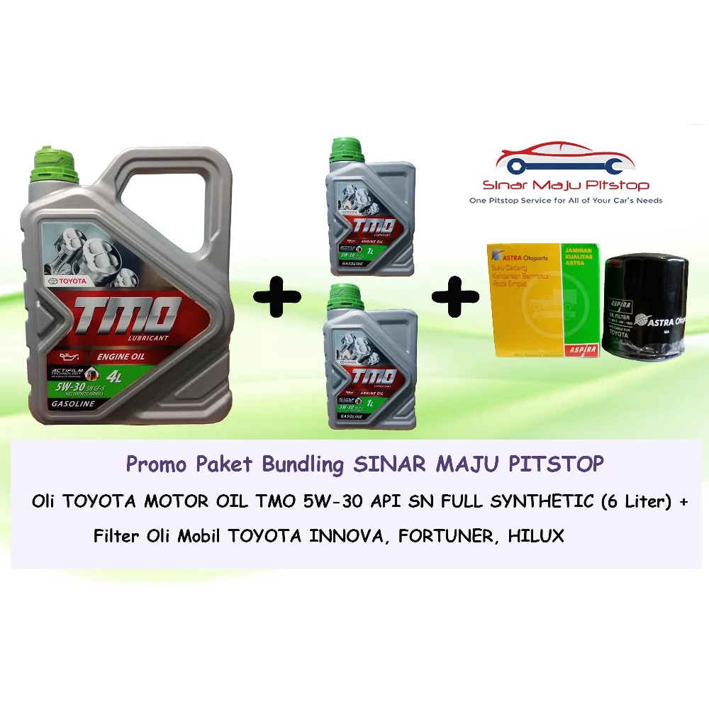Paket Bundling Oli Mobil TOYOTA MOTOR TMO 5W-30 API SN 6 Liter & Filter Oli TOYOTA INNOVA & VENTURER