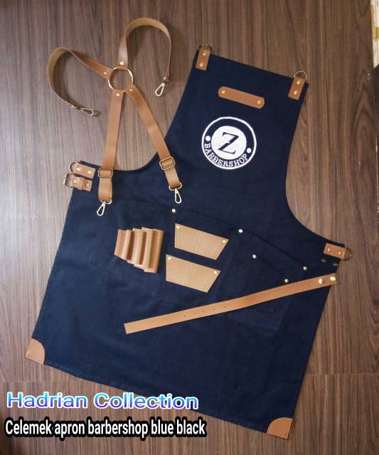 Celemek Barbershop - Celemek Cukur &amp; Bordir Logo Pria Dewasa
