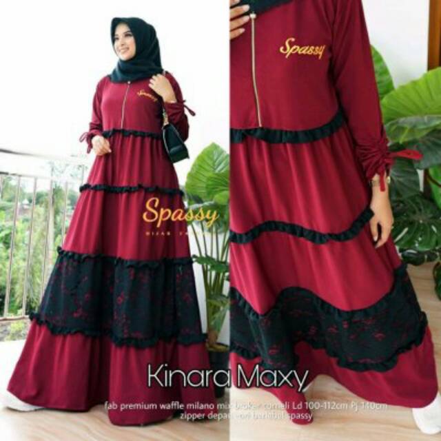 Kinara Maxy/Gamis Wanita/Pakaian Wanita Gamis Spassy