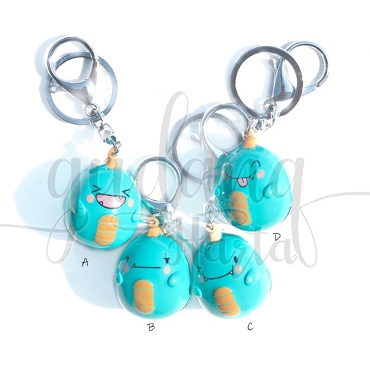 Gantungan Kunci Karakter Telur Dino Lonceng Keychain Unik GH 302237