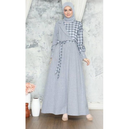 Gamis Original RK 222 by Rauna|Gamis Katun Jepang|Gamis Busui|Dress Katjep|Gamis Polos Mix kotak