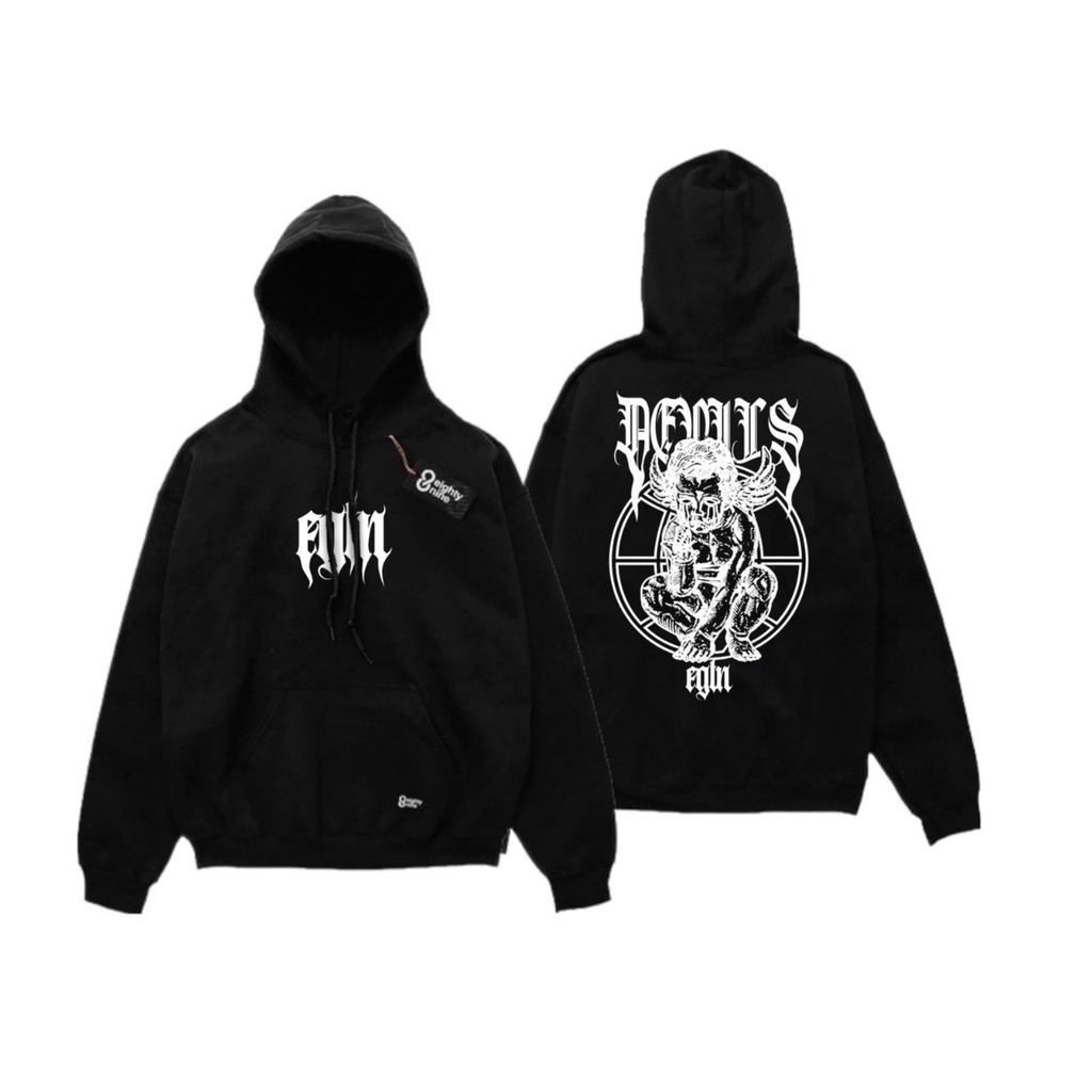 HOODIE HITAM/HOODIEORIGINAL EIGHTY NINE/HOODIE PRIA BERKUALITAS DISTRO BANDUNG