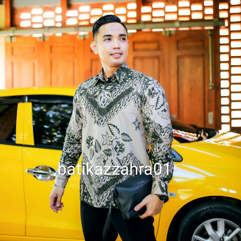 kemeja batik pria modern premium slim fit full puring