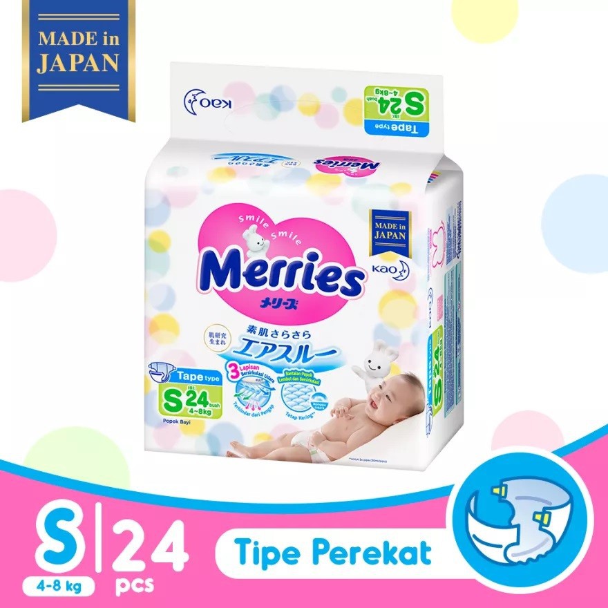 MERRIES POPOK BAYI UKURAN S ISI 24pcs