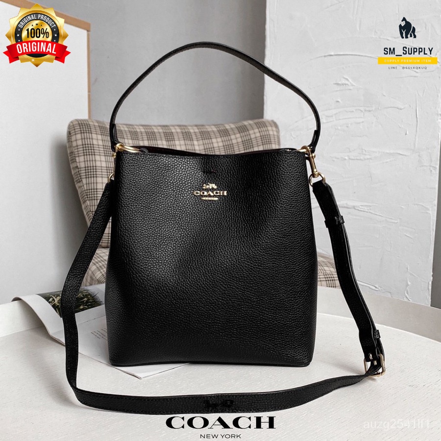 TAS COACH TOWN BUCKET BAG IN CROSSGRAIN LEATHER BLACK 1011