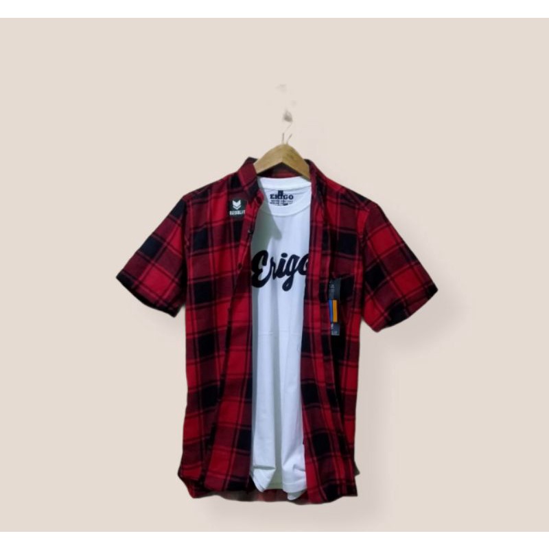 WAHH MURAHHH outfit baju kemeja flanel pendek pria/style kemeja flanel kotak-kotak pria/kemeja pria 