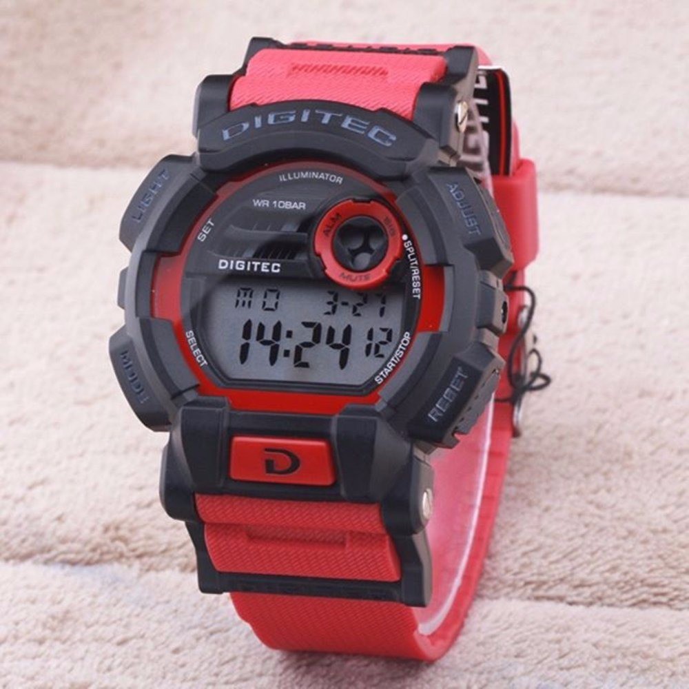 Jam Tangan Fashion Pria Digitec Original DG2012 Merah Tali Rubber Water Resist Laamilashop