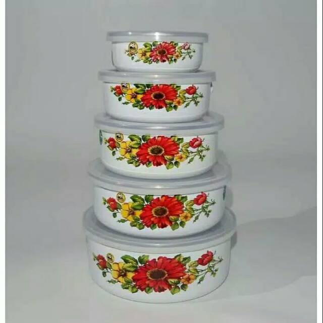 Rantang enamel 5 susun
