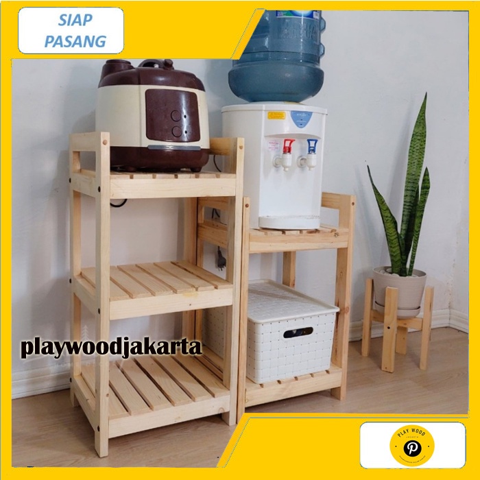 Rak Rice Cooker Dan Dispenser | Rak Susun Serbaguna Kayu Jati Belanda