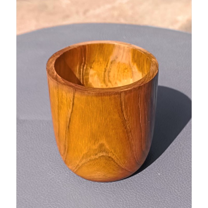 gelas mug/gelas oval 8cm kayu jati