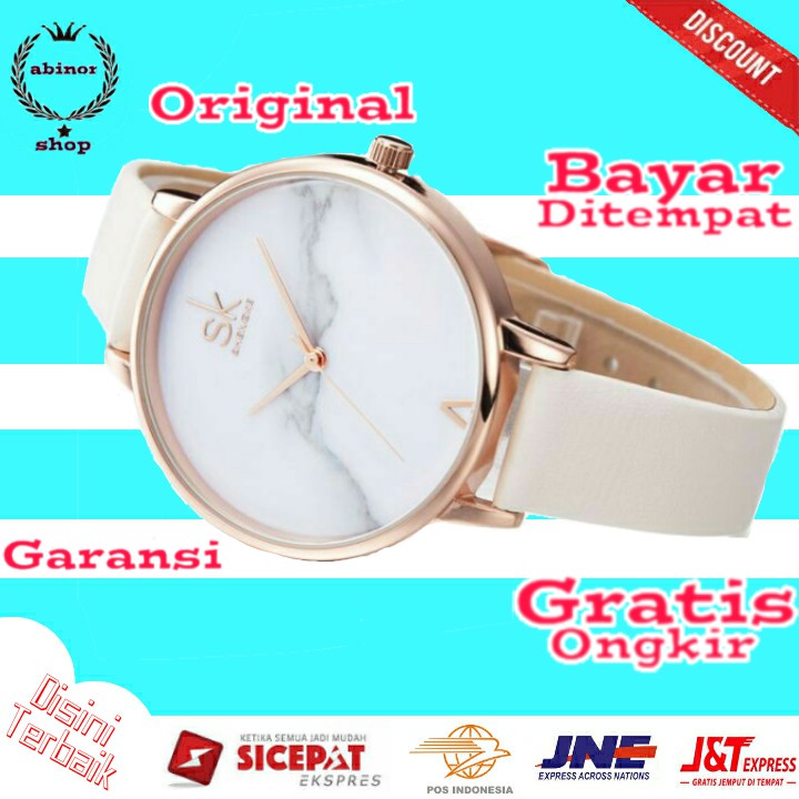 Jam Tangan Wanita CEWEK PEREMPUAN SHENGKE anti air ORIGINAL Analog jam tangan tali kulit COD JA 118
