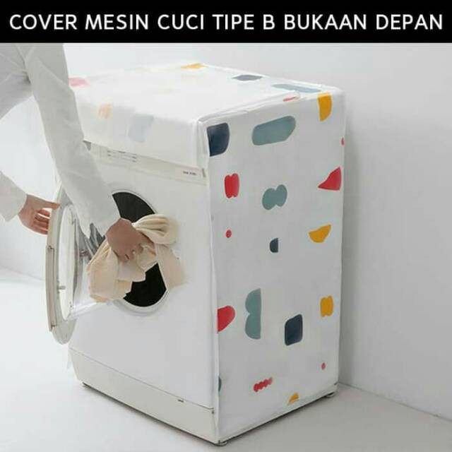 Cover Mesin Cuci Buka Depan Motif Boneka Pink Type B Bahan Satin Tebal Sarung Mesin Cuci