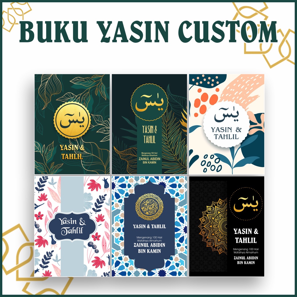BUKU YASIN TAHLIL FOTO ALM/ALMH DIDALAM CUSTOM SOFTCOVER SISIPAN ARTPAPER CETAK YASIIN CUSTOM COVER