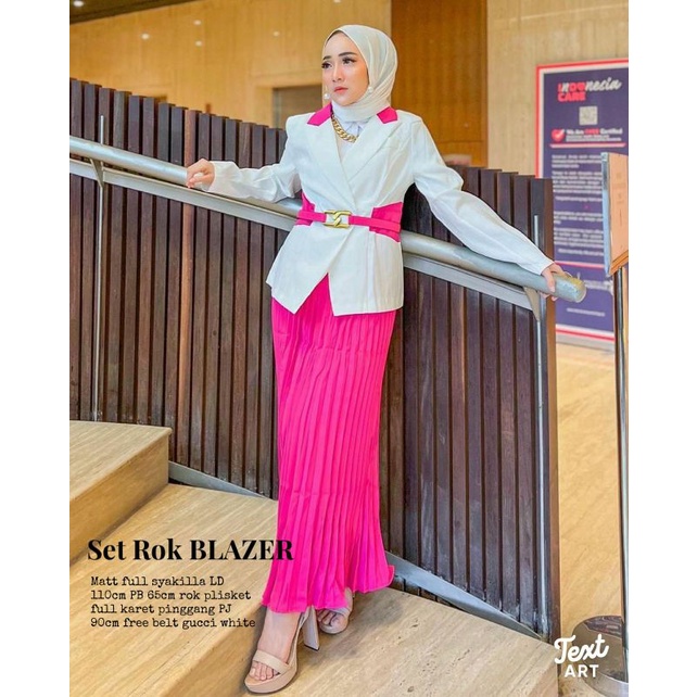Set rok blazer setelan blazer rok plisket