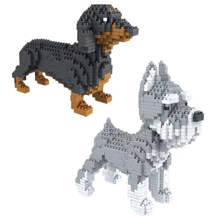 Mainan Balok Bangunsusun Model Lego Bentuk Anjing Husky Mike Schnauzer Untuk Edukasi Anak