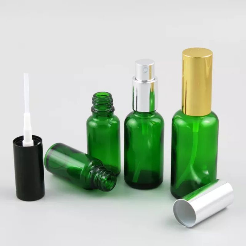 Botol Spray Kaca Hijau 5ml, 10ml, 15ml, 20ml, 30ml, 50ml, 100ml Premium Tebal Import