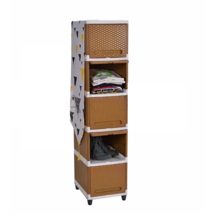 Laci pakaian / laci plastik FLIP club 5 susun - Cokelat