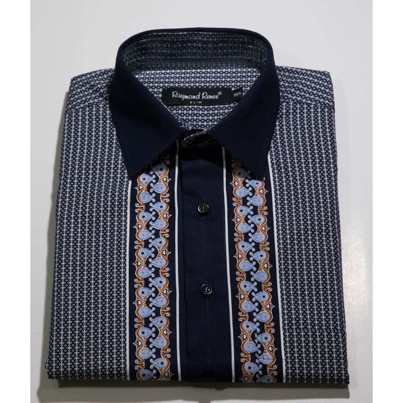 KBP-0599 Kemeja Batik Biru Slim Fit Lengan Pendek Raymond Renee - Biru