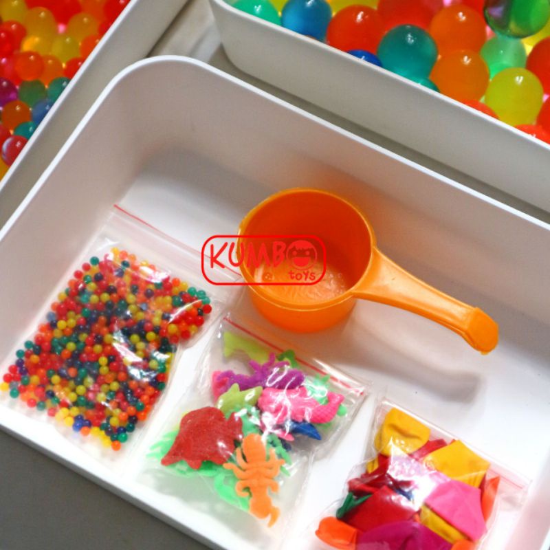 Paket Sensory Play Waterbeads Animal Rendam Balon Plus Tray Cocok untuk Hampers Hadiah