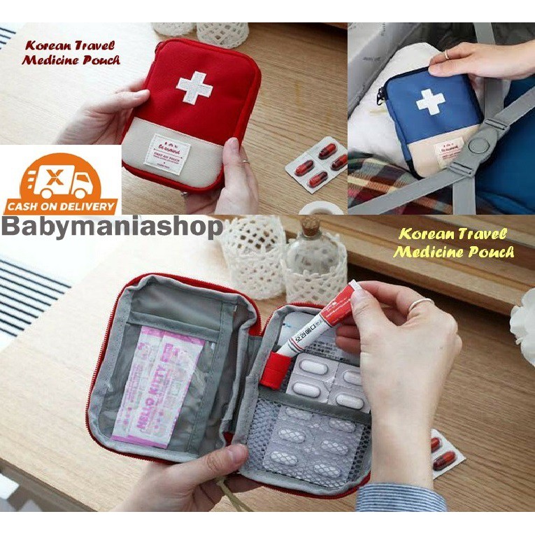 Travel Medicine Pouch P3K Tas Obat  Mini Tempat Kotak  