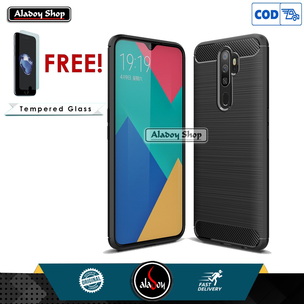 PROMO PAKET Case OPPO A5 2020/A9 2020 Ultra Slim Premium Softcase + Tempered Glass Layar Hp