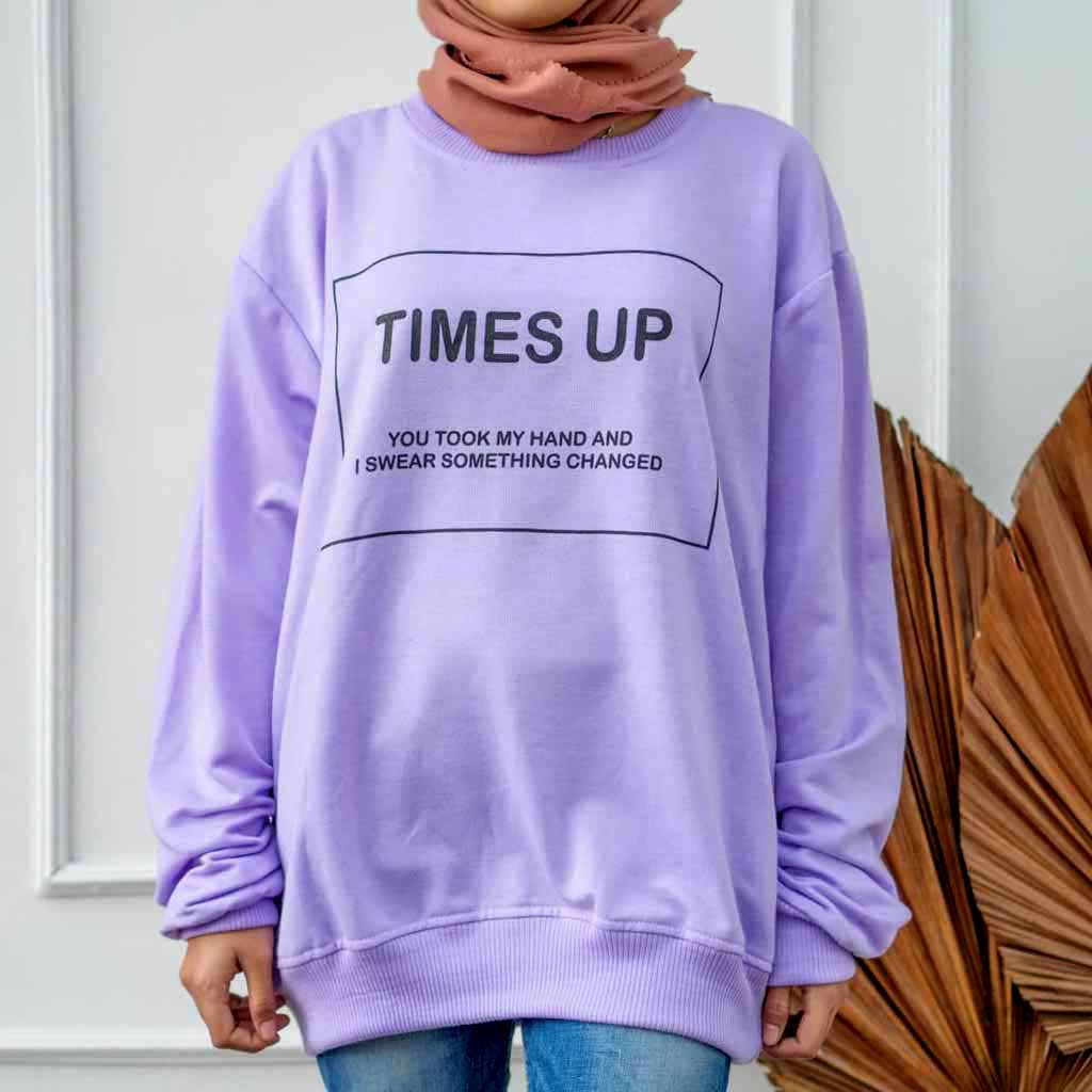 FenishaStore Sweater Crewneck Basic Wanita TIMES UP Bisa Bayar Ditempat COD