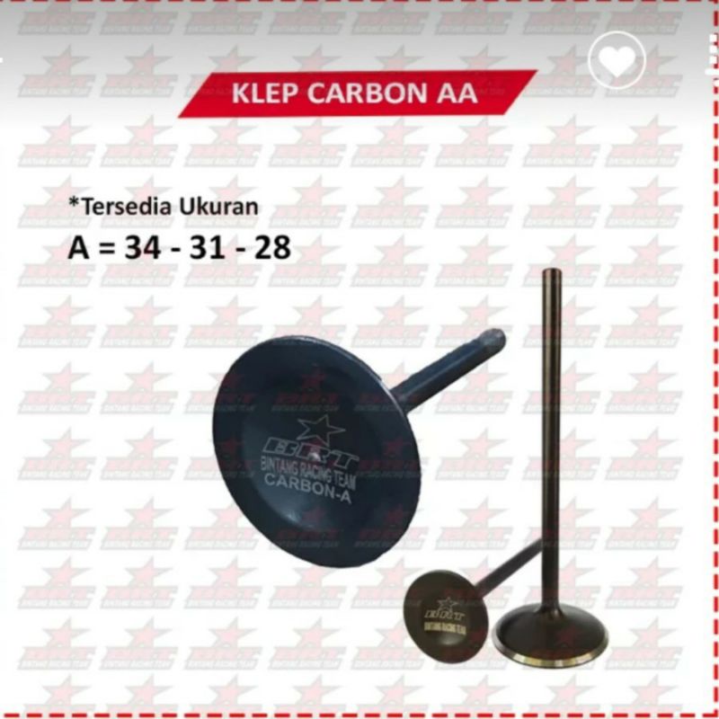 KLEP VALVE BRT CARBON AA BATANG 5MM 40 38 36 34 33 32 31 30 29 28 27 26 kelel brt karbon brt bogor klep racing brt