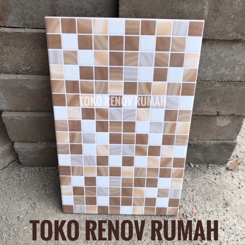 Jual keramik mozaik dinding dapur 25x40 / keramik signature mulia