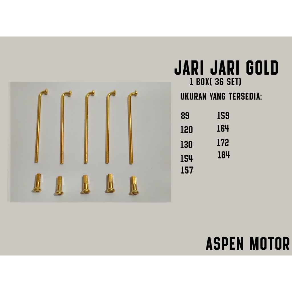 Jari Jari Ruji Motor Gold ukuran 89 120 130 154 159 164 172 184 untuk Velg 14 16 17 18 Revo Supra As