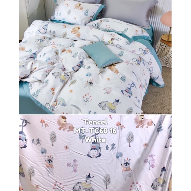 moon kain sprei meteran serat organik sutra lyocell fiber motif animal forest binatang anak baby mon
