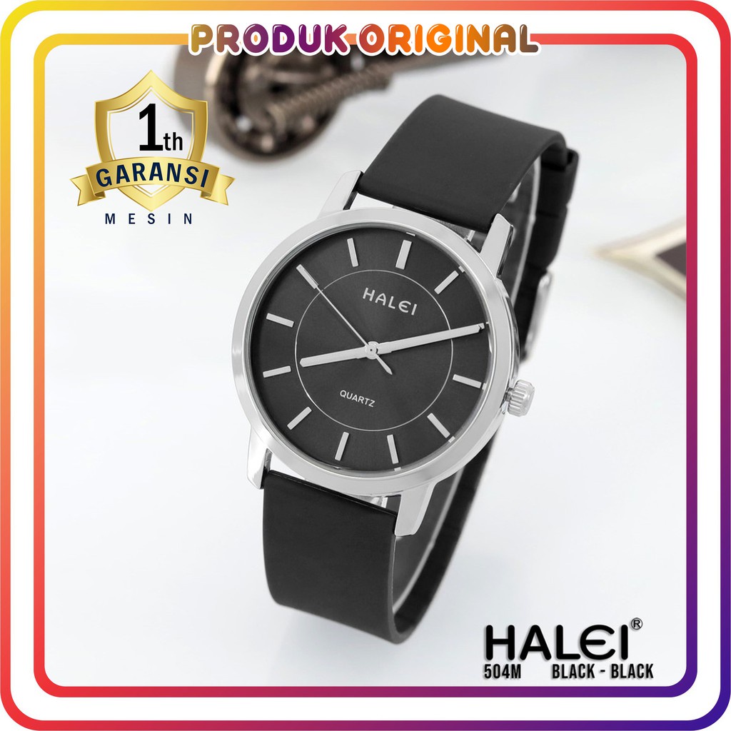 COD JAM TANGAN PRIA HALEI ORIGINAL 504 BAHAN KARET WATER RESISTANT STAINLES STEEL TAHAN AIR