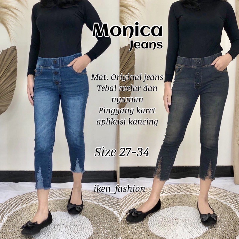 NEW! MONICA PANTS | CELANA JEANS 7/9 TERBARU apl Kancing | JEGGING JEANS 7/9 MURAH