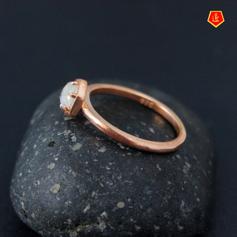 [Ready Stock]Simple Fashion 18K Gold Moonstone Ring