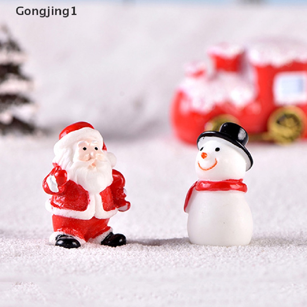 Gongjing1 Miniatur Santa Claus / Snowman / Pohon Natal DIY Untuk Dekorasi Taman