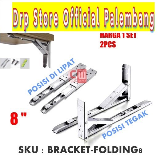 Bracket Engsel Siku Stainless Steel Load 65kg 8 Inch 2 PCS braket