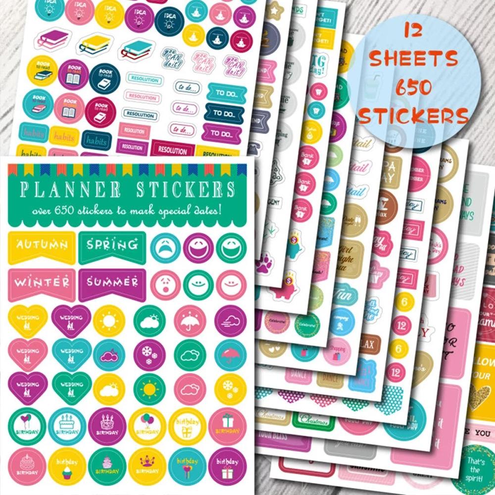 [Elegan] Stiker Planner Stiker Paket Dekorasi Dtickers Jurnal Aksesoris Kalender Planner365