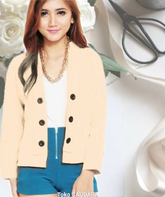 Blazer wanita lengan panjang kancing 6