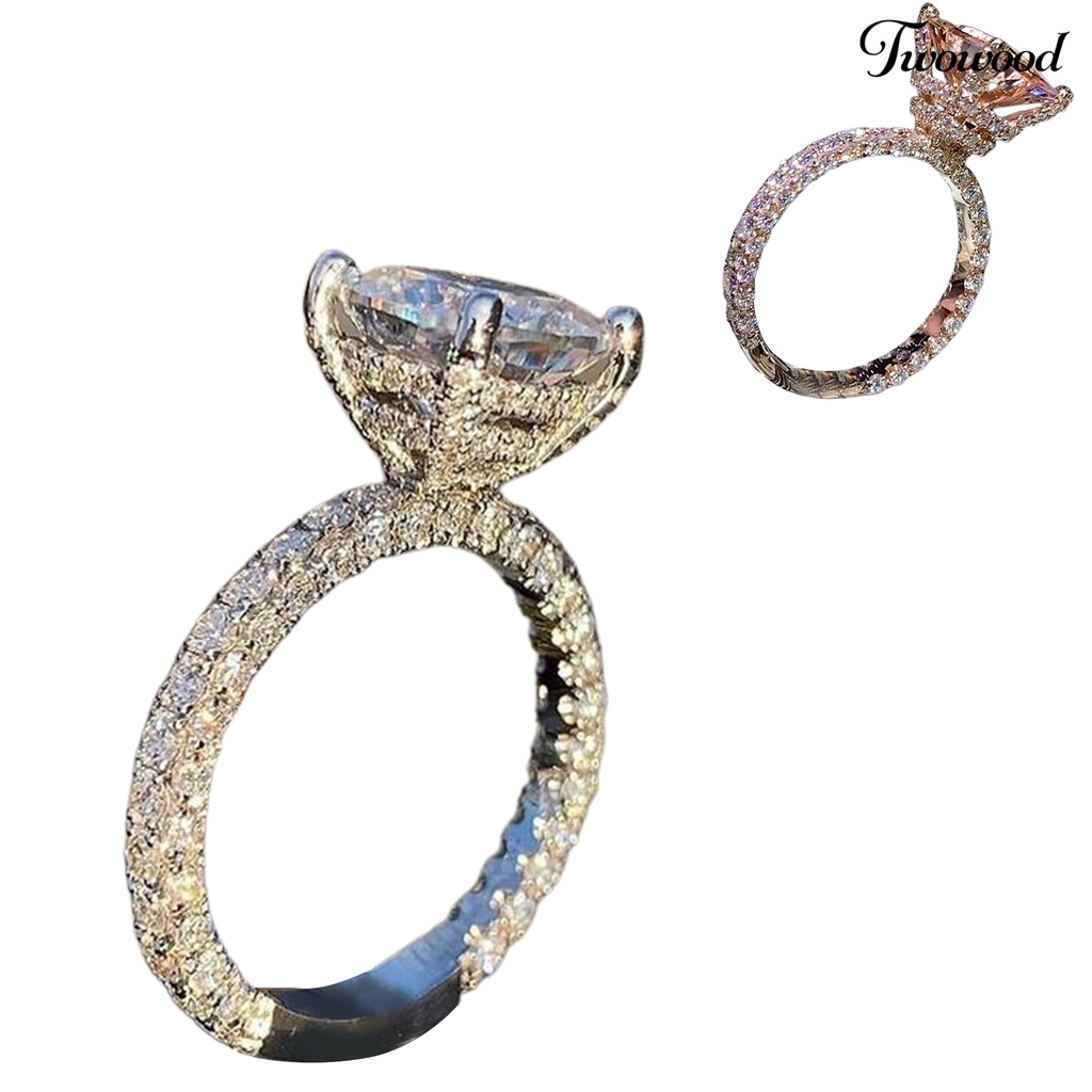 Twowood Women Ring Large Square Cubic Zirconia Jewelry Fashion Appearance Exquisite Finger Ring for Wedding