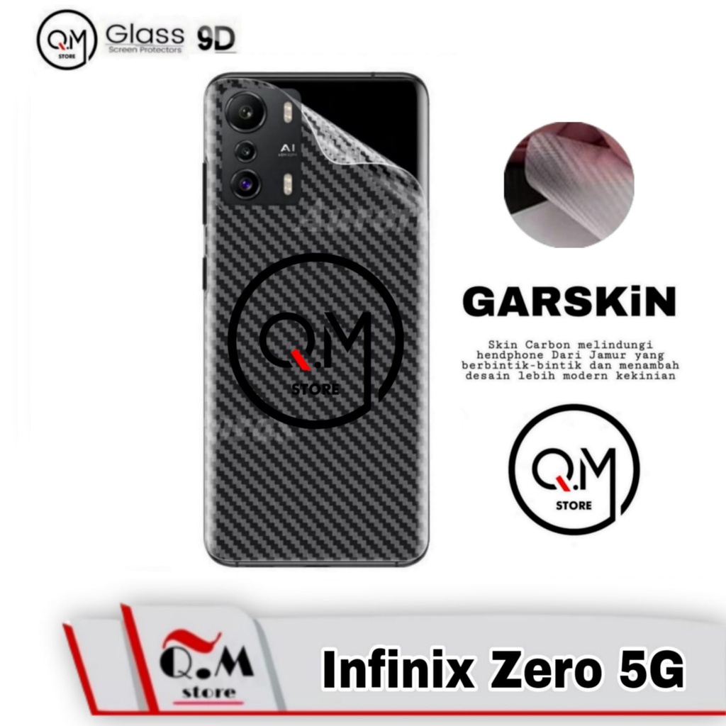 Garskin Carbon Infinix Zero 5G Anti Gores Back Cover Bermotif Carbon Transparan Full 9D