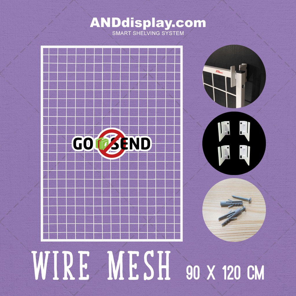 WIREMESH 90x120CM + H5 WALL PUTIH KAWAT RAM DINDING WIRE GRID