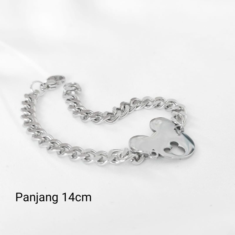 Gelang Tangan Anak Titanium Warna Silver